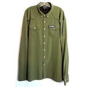 Black Rifle Coffee Company Green Roll Tab Long Sleeve Snap Down Shirt 2X EUC